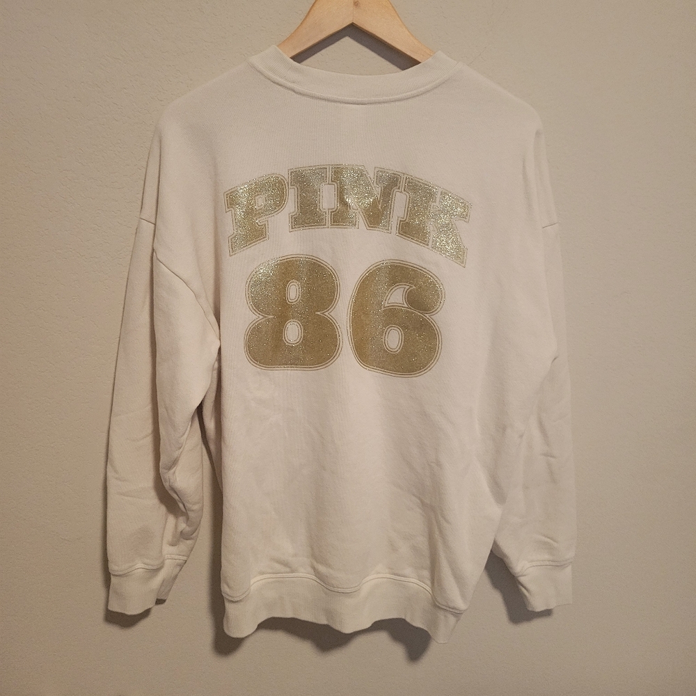 PINK Victoria's Secret glitter cream Sweatshirt size large